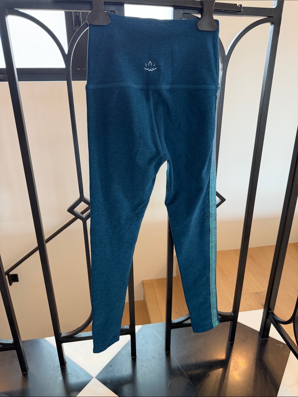 Beyond Yoga Deep Teal Leggings with Side Stripe
